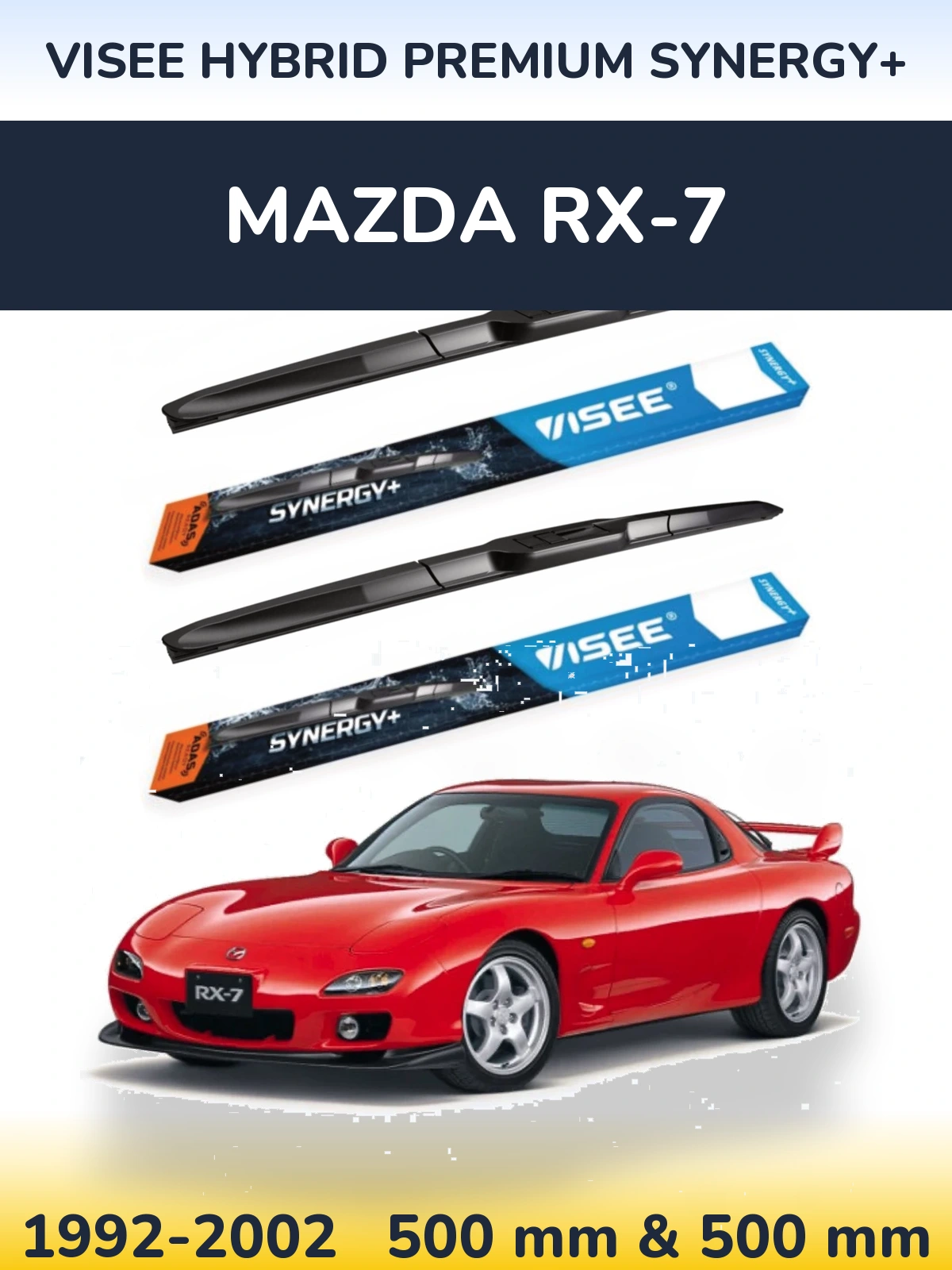 Комплект передніх щіток VISEE HYBRID PREMIUM SYNERGY+ 500 & 500 мм для Mazda RX-7 1992-2002