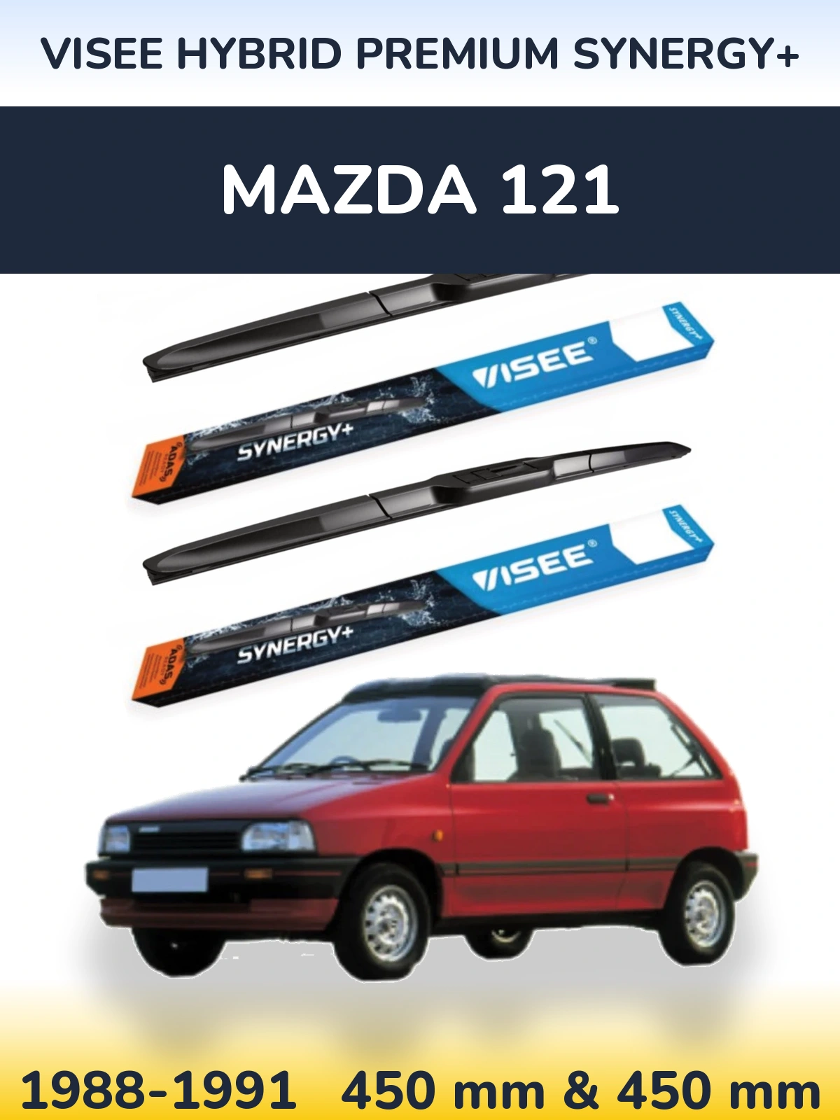Sada předních stěračů VISEE HYBRID PREMIUM SYNERGY+ 450 a 450 mm pro Mazda 121 1988-1991