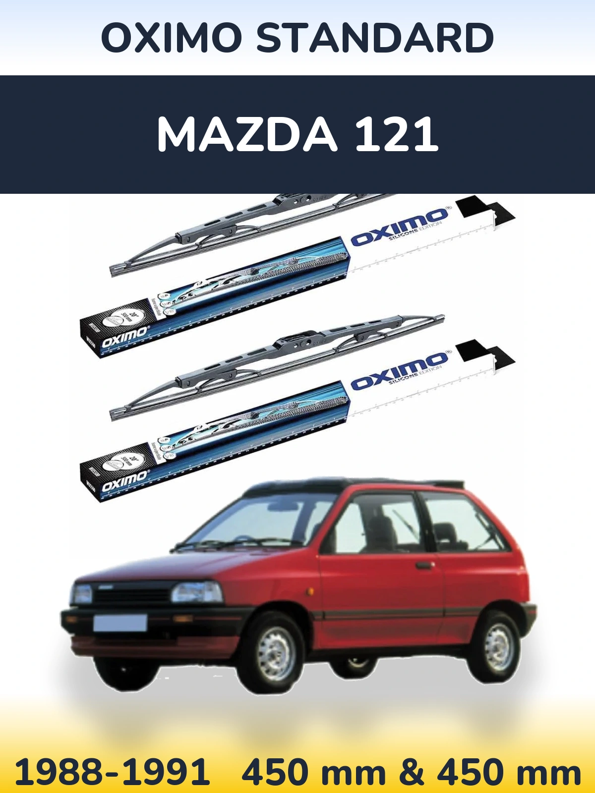 Sada předních stěračů Oximo Standard 450 a 450 mm pro Mazda 121 1988-1991