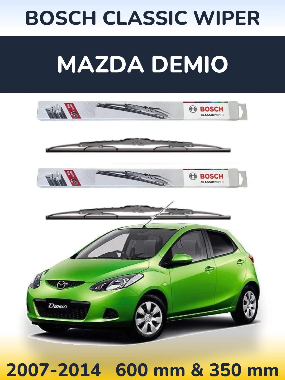 Sada předních stěračů BOSCH Classic Wiper 600 a 340 mm pro Mazda Demio 2007-2014