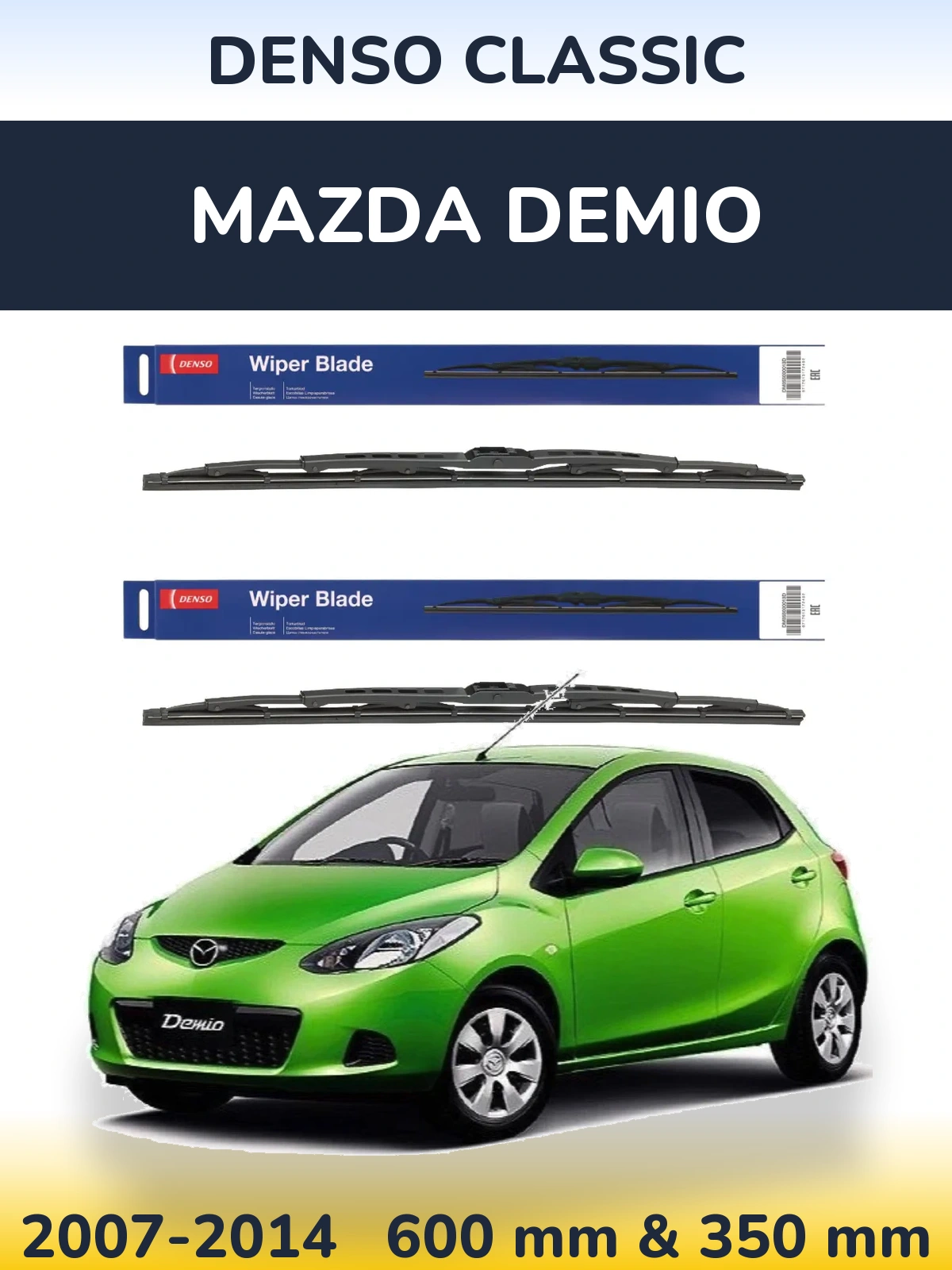 Sada předních stěračů Denso Classic 600 a 350 mm pro Mazda Demio 2007-2014