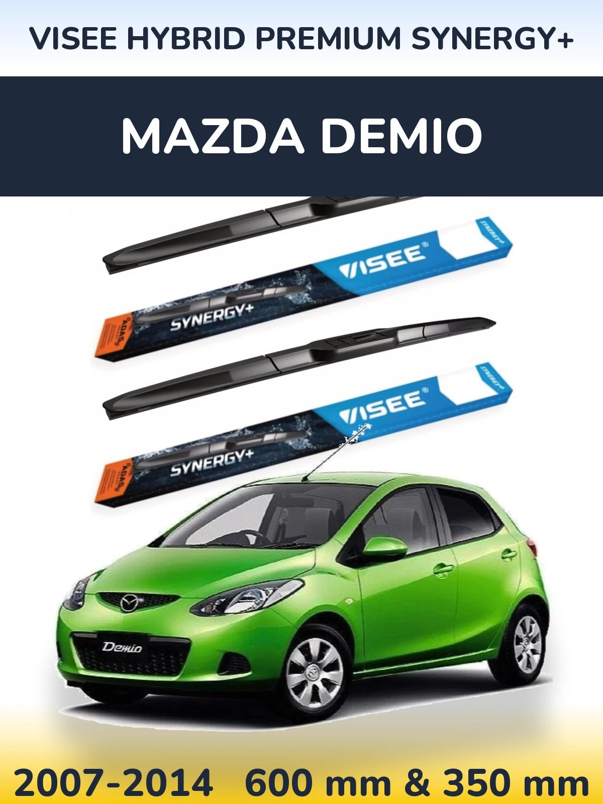 Sada předních stěračů VISEE HYBRID PREMIUM SYNERGY+ 600 a 350 mm pro Mazda Demio 2007-2014