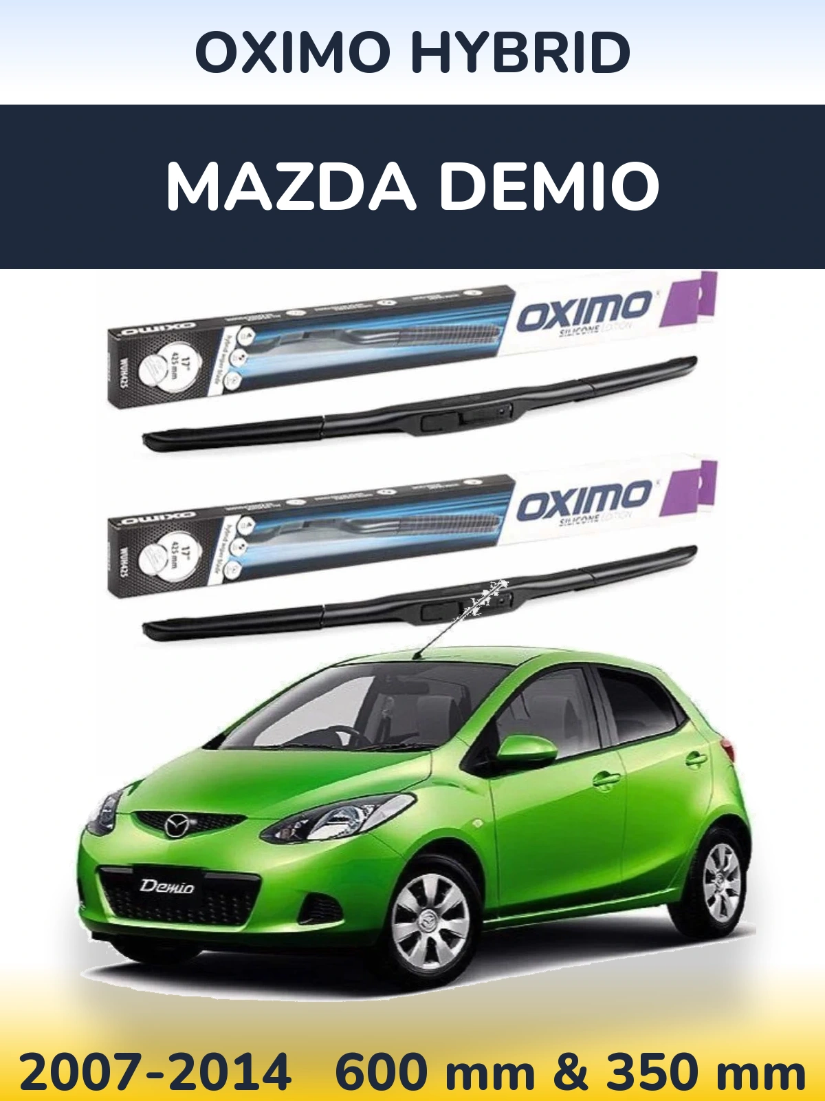 Sada předních stěračů Oximo Hybrid 600 a 350 mm pro Mazda Demio 2007-2014