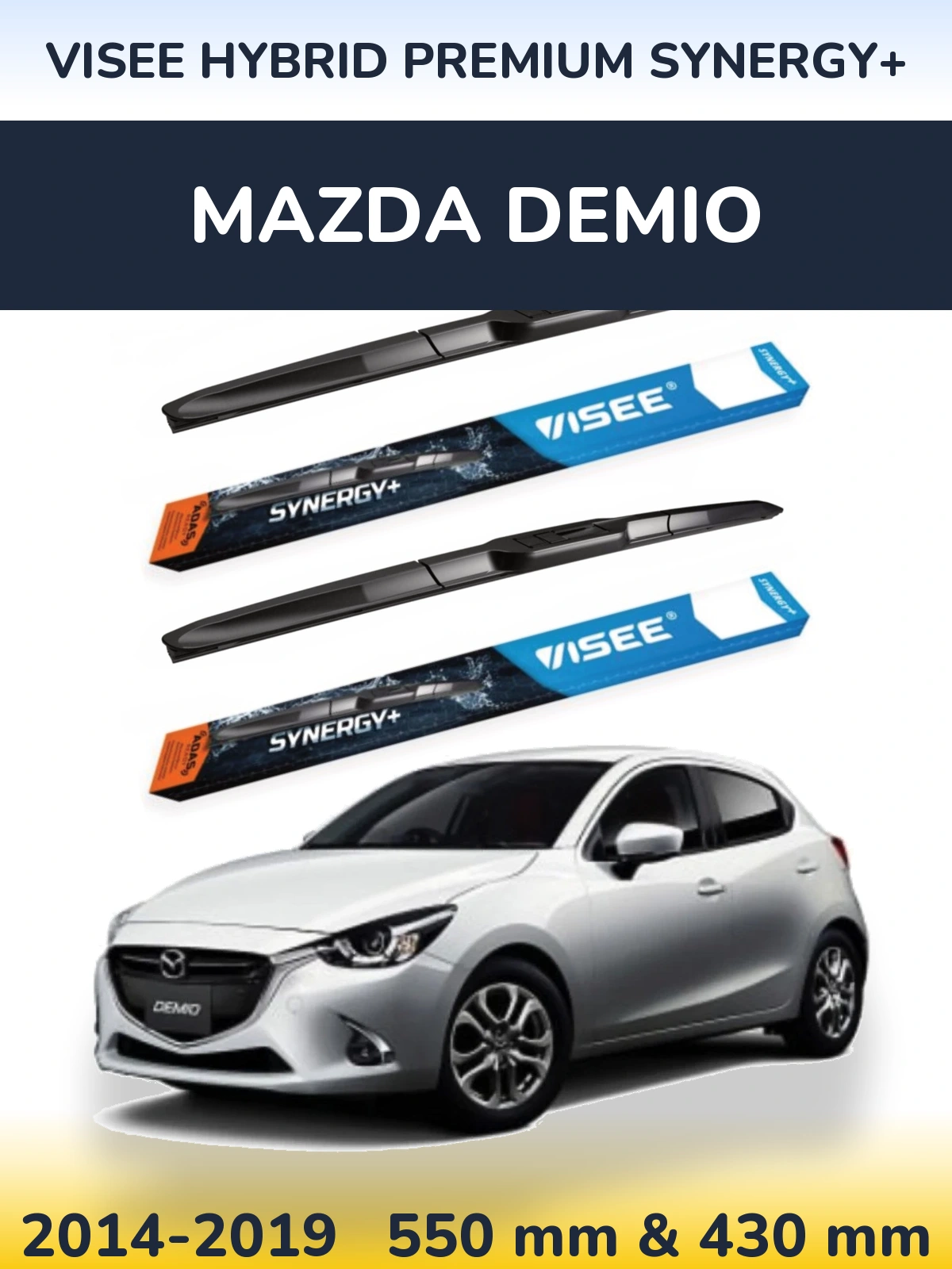 Sada předních stěračů VISEE HYBRID PREMIUM SYNERGY+ 550 a 430 mm pro Mazda Demio 2014-2019