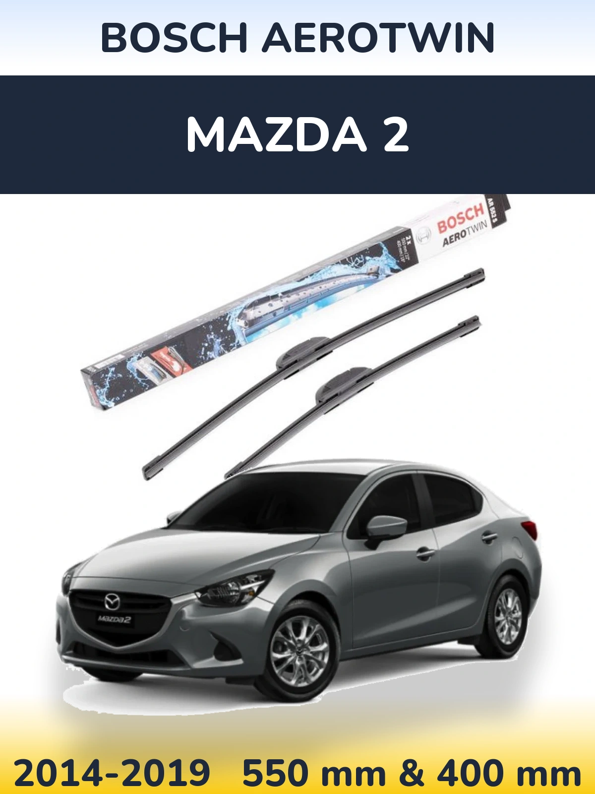 Комплект передніх щіток BOSCH AeroTwin 550 & 400 мм для Mazda 2 2014-2019
