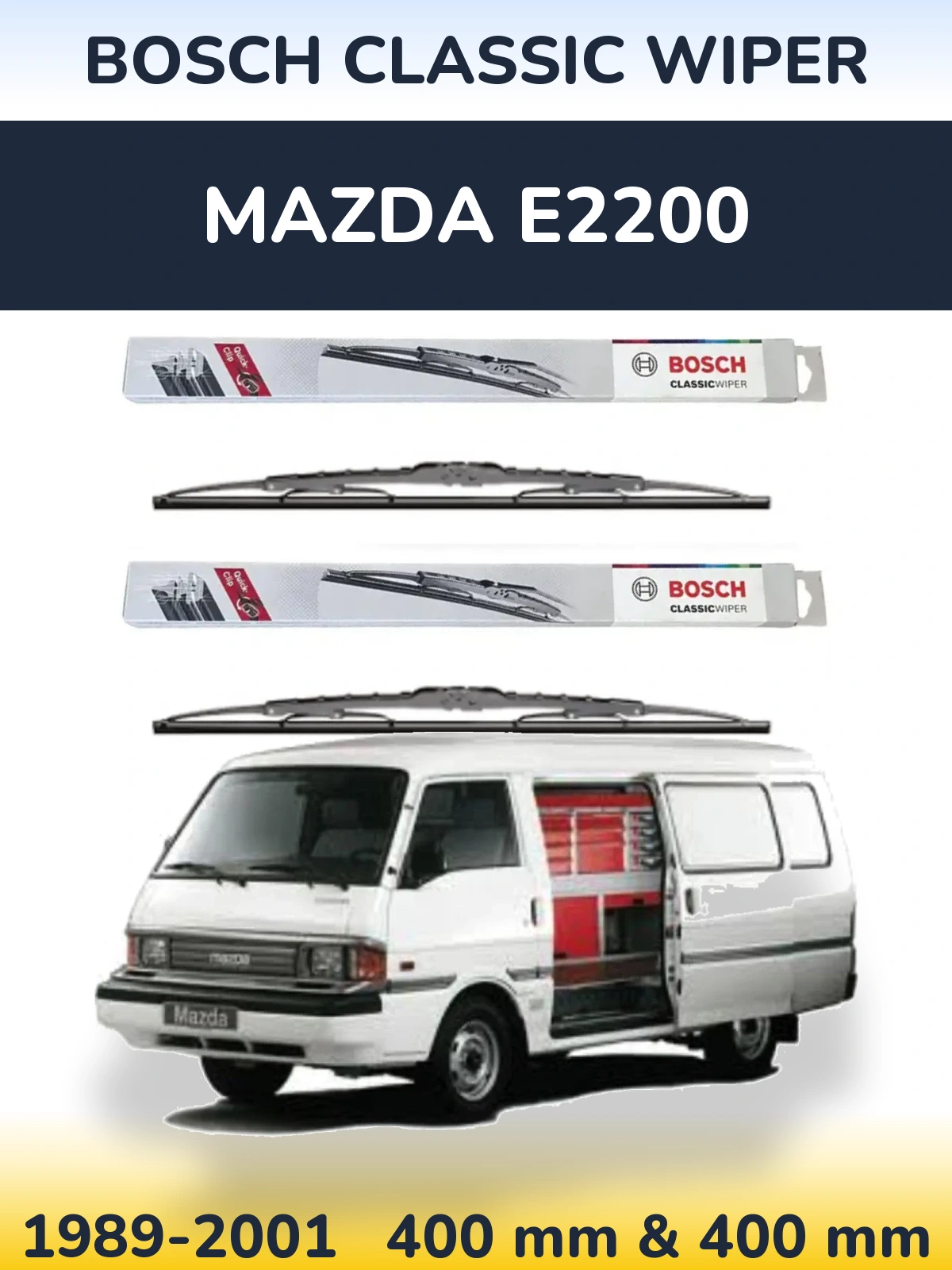 Sada předních stěračů BOSCH Classic Wiper 400 a 400 mm pro Mazda E2200 1989-2001