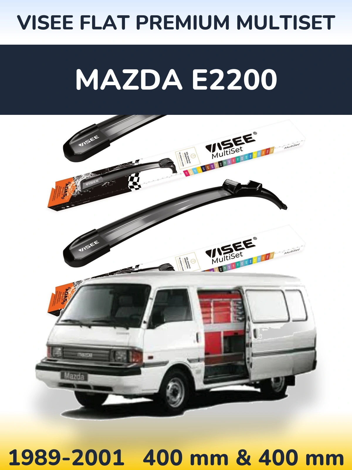 Sada předních stěračů VISEE FLAT PREMIUM MultiSet 400 a 400 mm pro Mazda E2200 1989-2001