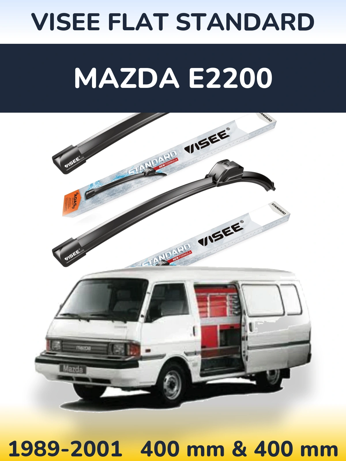 Sada předních stěračů VISEE FLAT STANDARD 400 a 400 mm pro Mazda E2200 1989-2001