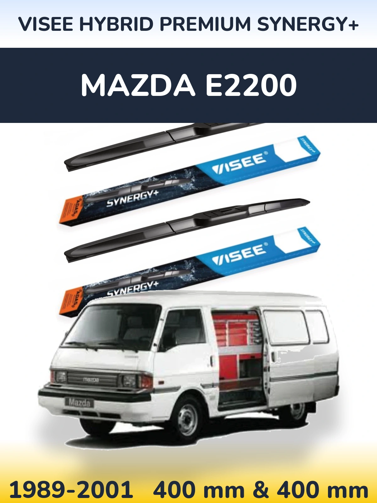 Sada předních stěračů VISEE HYBRID PREMIUM SYNERGY+ 400 a 400 mm pro Mazda E2200 1989-2001