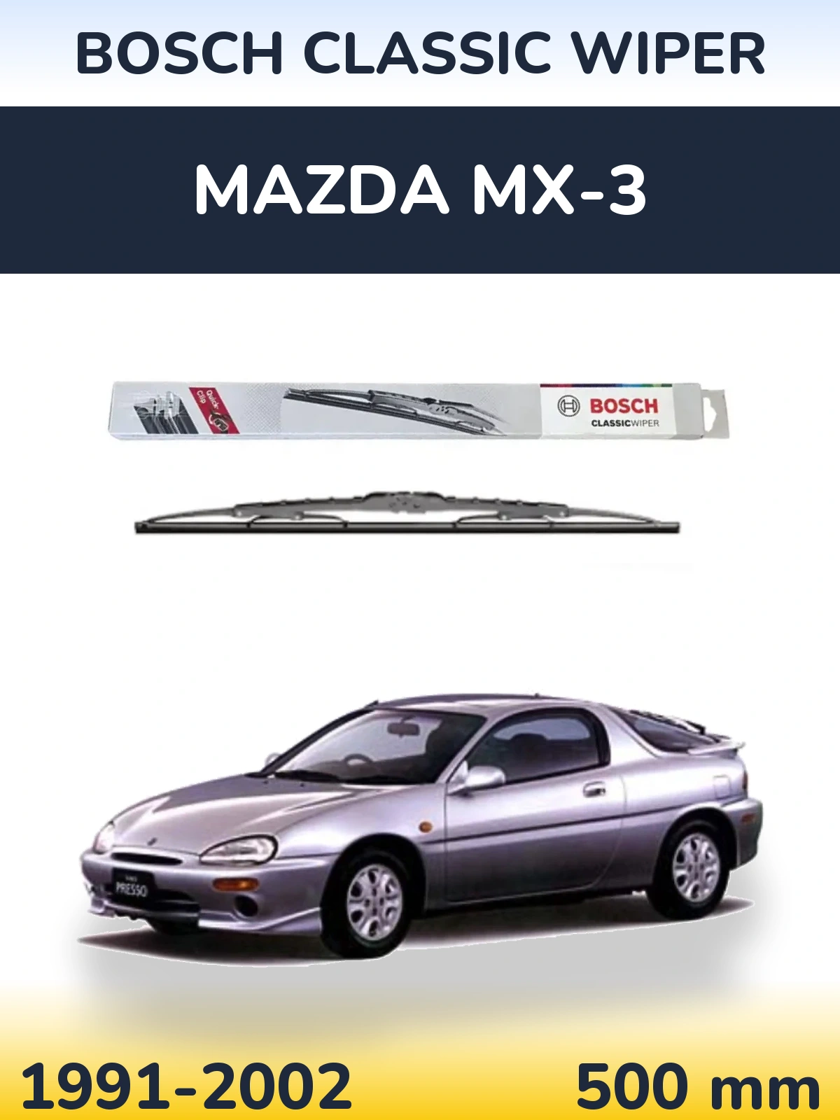 Zadní stěrač BOSCH Classic Wiper 500 mm pro Mazda MX-3 1991-2002
