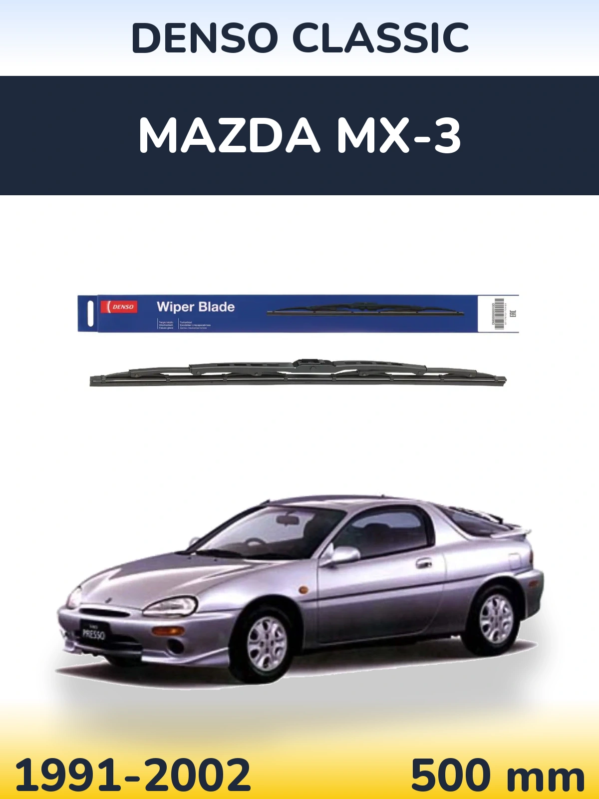 Zadní stěrač Denso Classic 500 mm pro Mazda MX-3 1991-2002