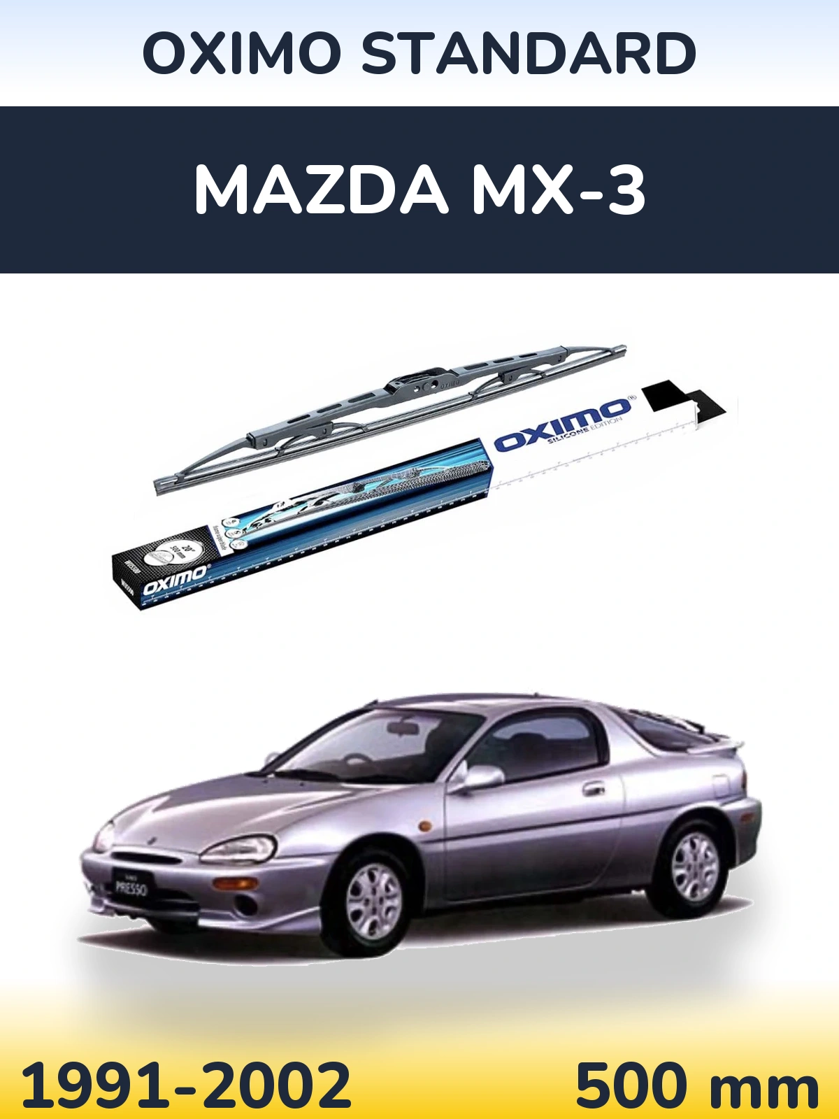 Zadní stěrač Oximo Standard 500 mm pro Mazda MX-3 1991-2002