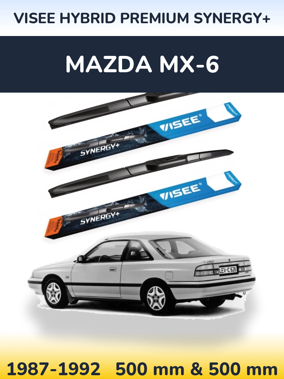 Sada předních stěračů VISEE HYBRID PREMIUM SYNERGY+ 500 a 500 mm pro Mazda MX-6 1987-1992