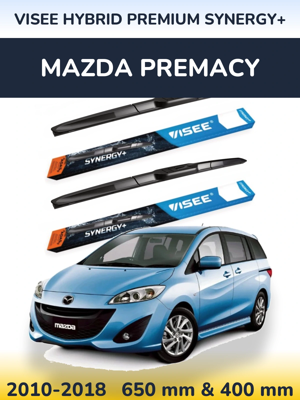 Комплект передніх щіток VISEE HYBRID PREMIUM SYNERGY+ 650 & 400 мм для Mazda Premacy 2010-2018
