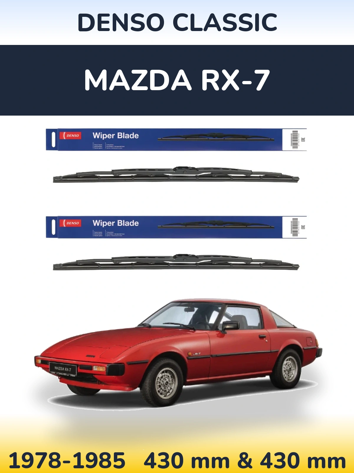 Sada předních stěračů Denso Classic 430 a 430 mm pro Mazda RX-7 1978-1985