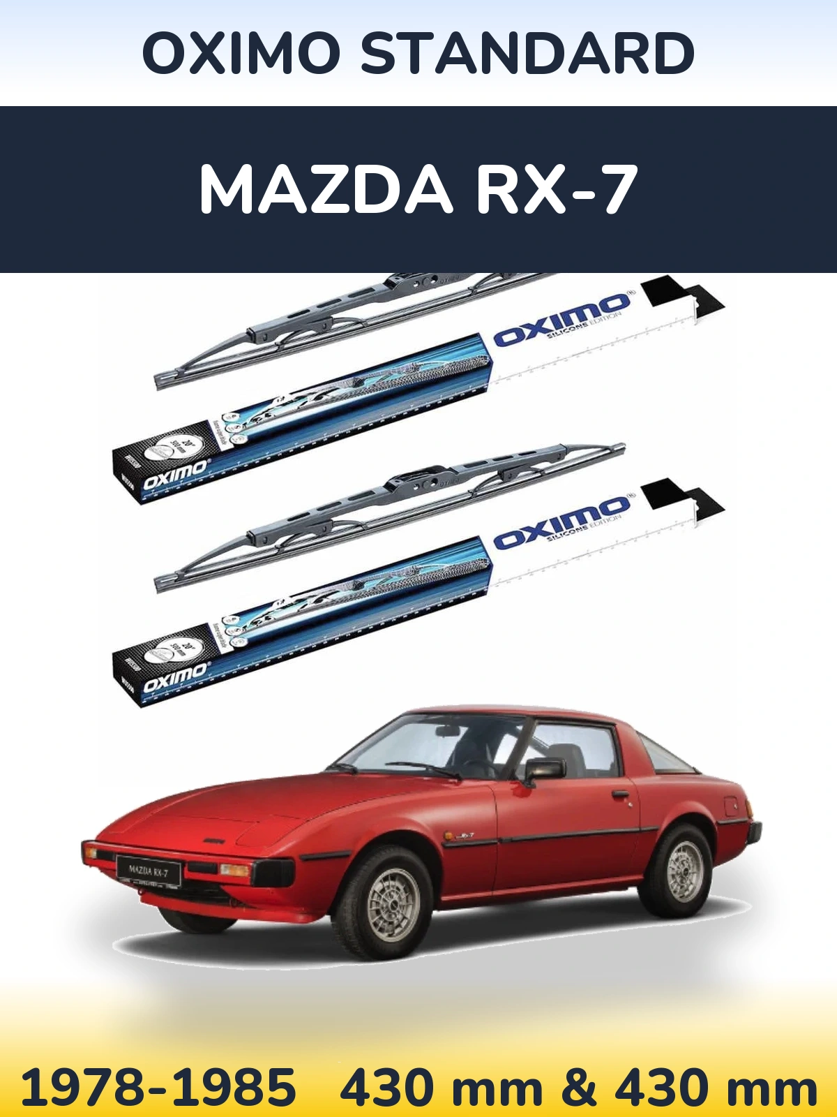 Sada předních stěračů Oximo Standard 425 a 425 mm pro Mazda RX-7 1978-1985