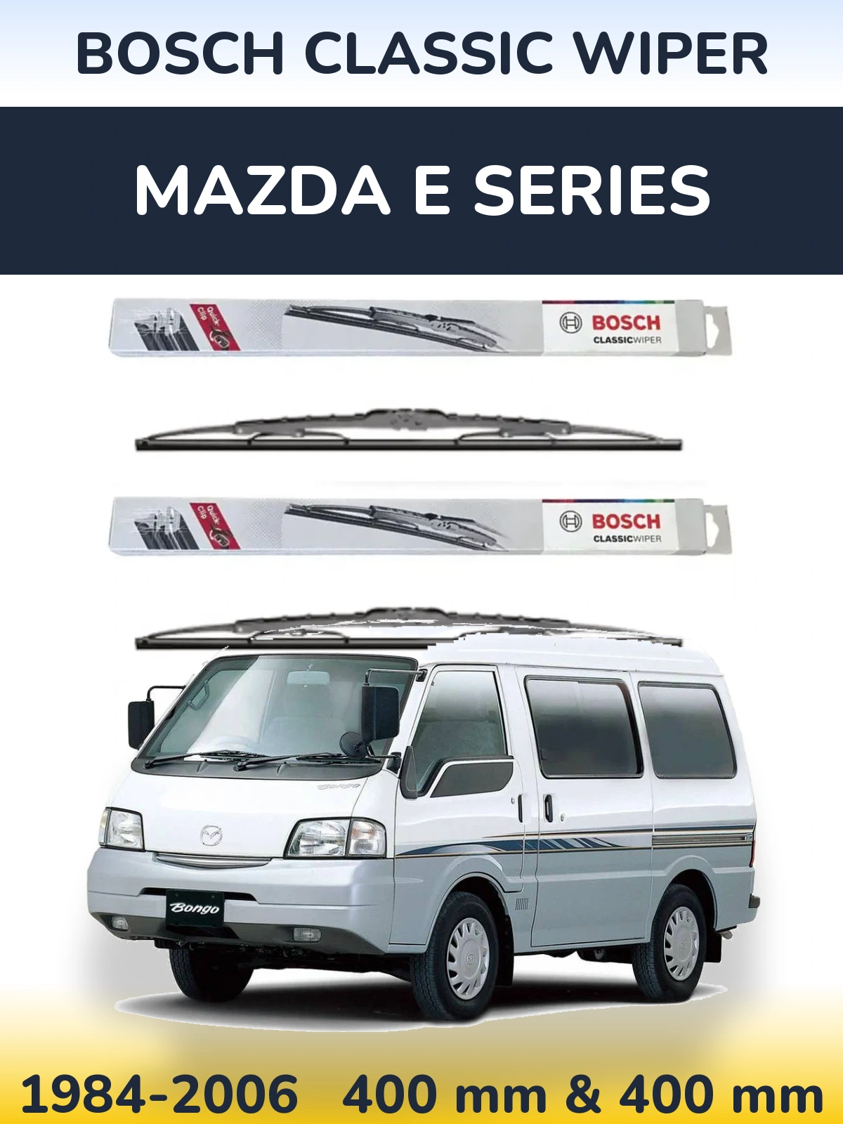 Sada předních stěračů BOSCH Classic Wiper 400 a 400 mm pro Mazda E Series 1984-2006