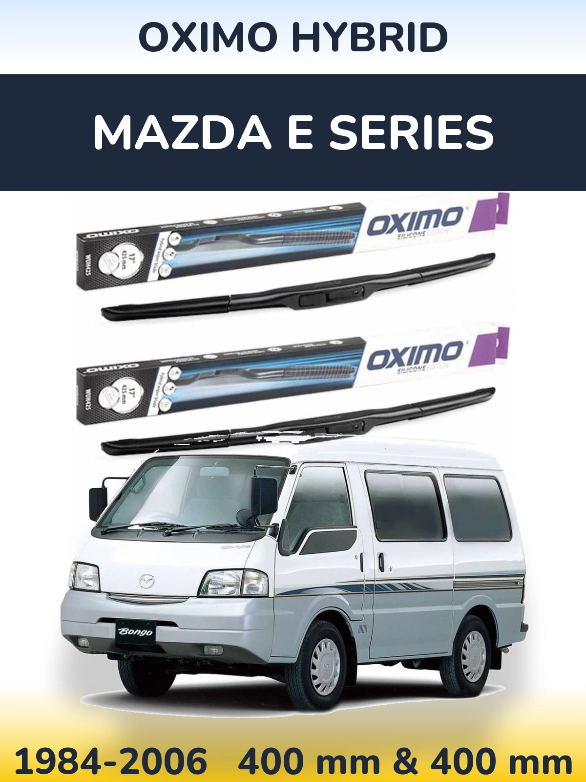 Sada předních stěračů Oximo Hybrid 400 a 400 mm pro Mazda E Series 1984-2006