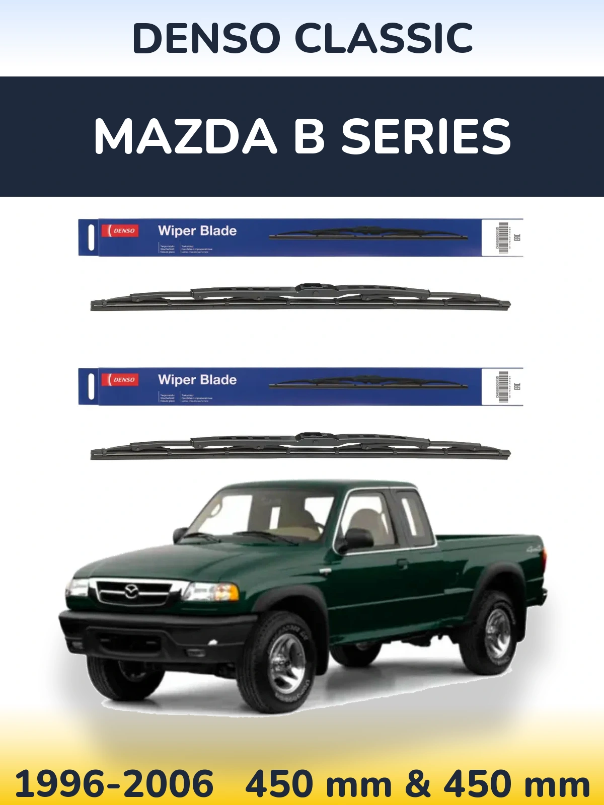 Sada předních stěračů Denso Classic 450 a 450 mm pro Mazda B Series 1996-2006