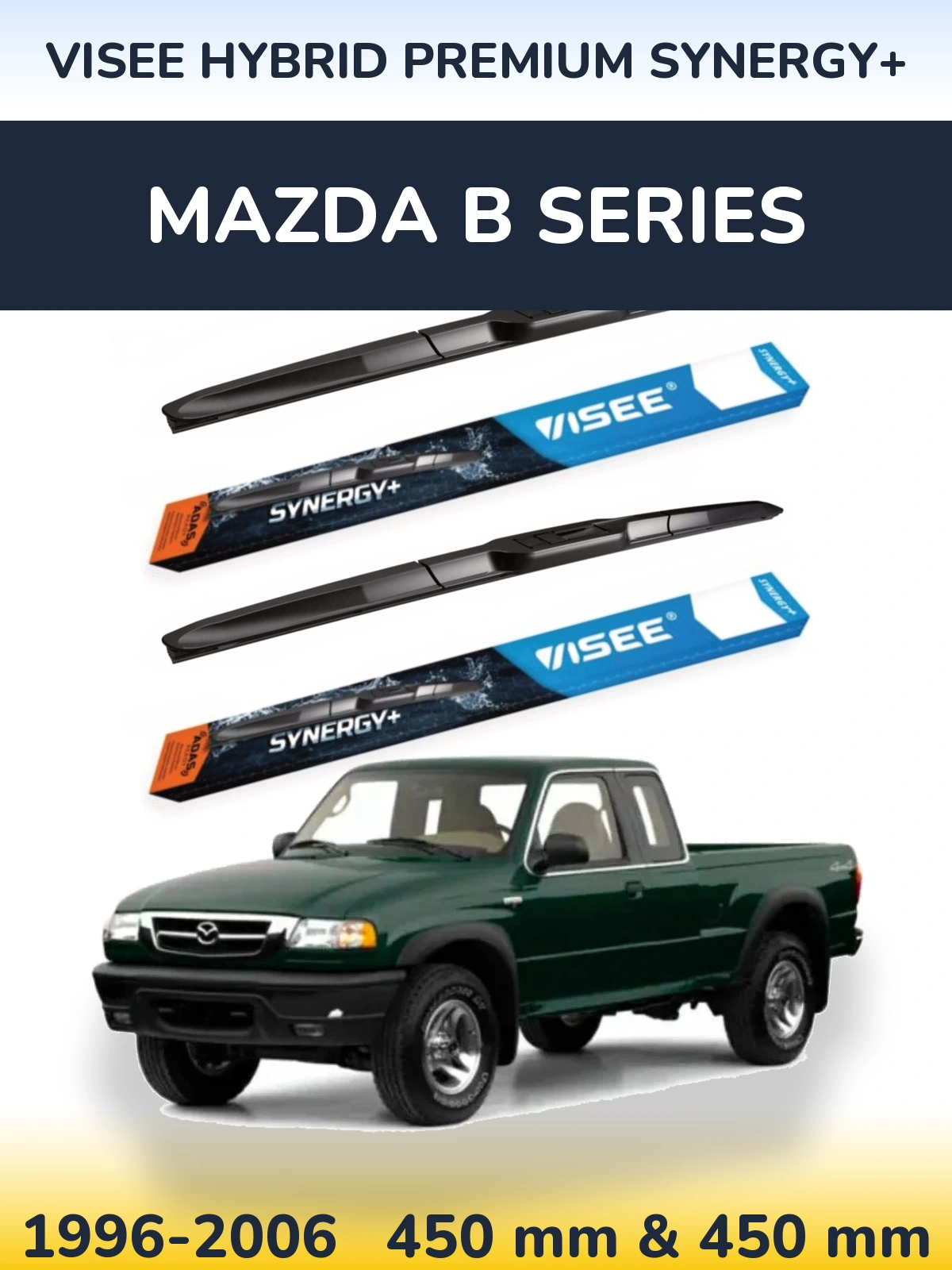 Комплект передніх щіток VISEE HYBRID PREMIUM SYNERGY+ 450 & 450 мм для Mazda B Series 1996-2006