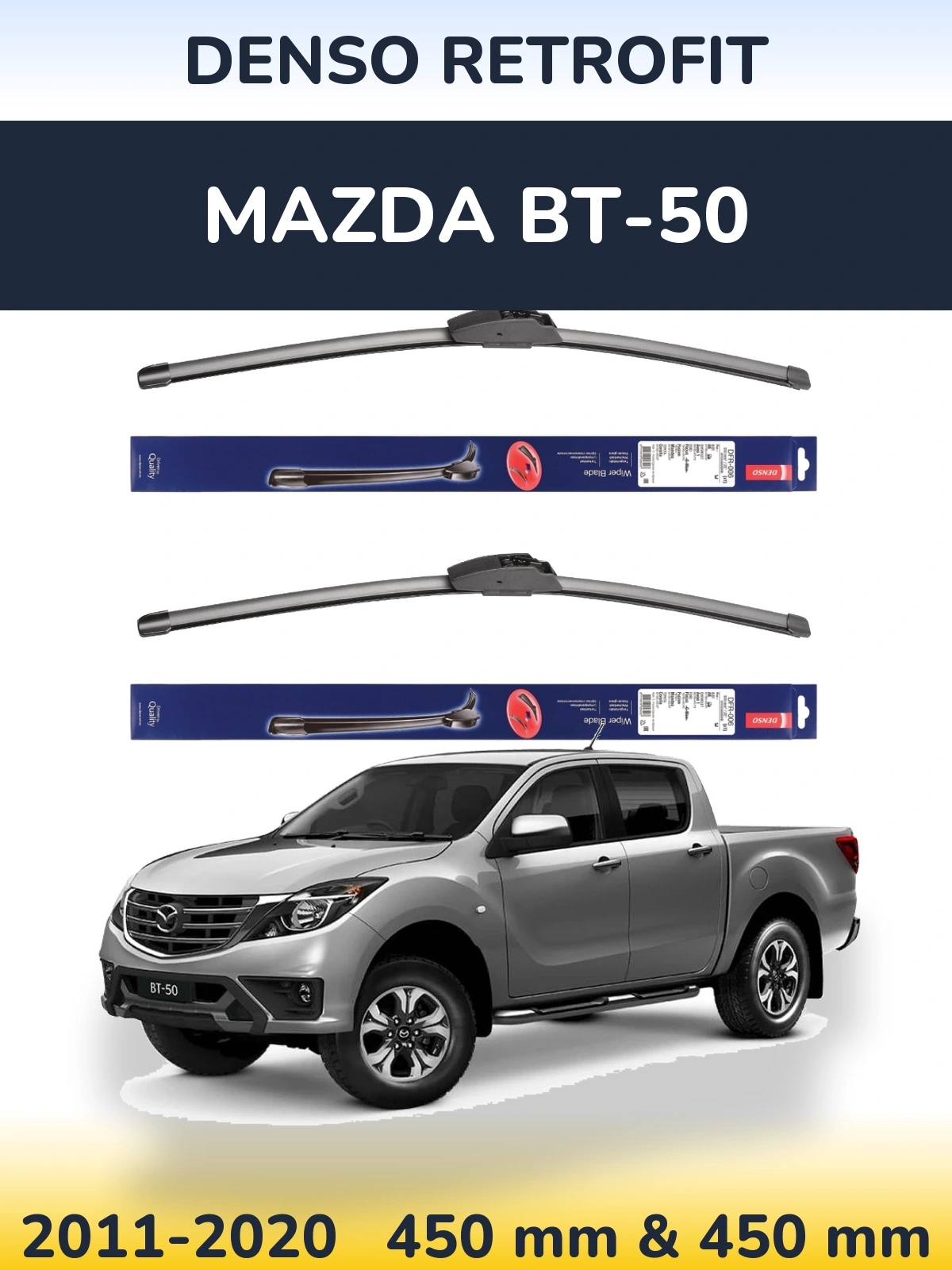 Sada předních stěračů Denso Retrofit 450 a 450 mm pro Mazda BT-50 2011-2020