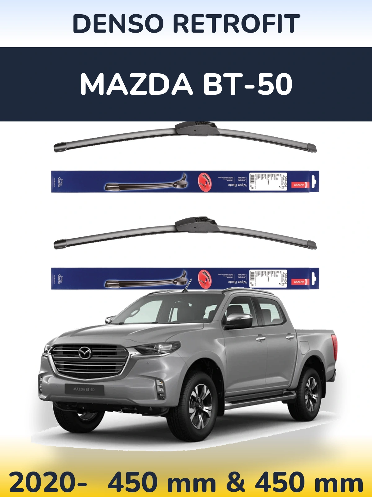 Sada předních stěračů Denso Retrofit 450 a 450 mm pro Mazda BT-50 2020-2026
