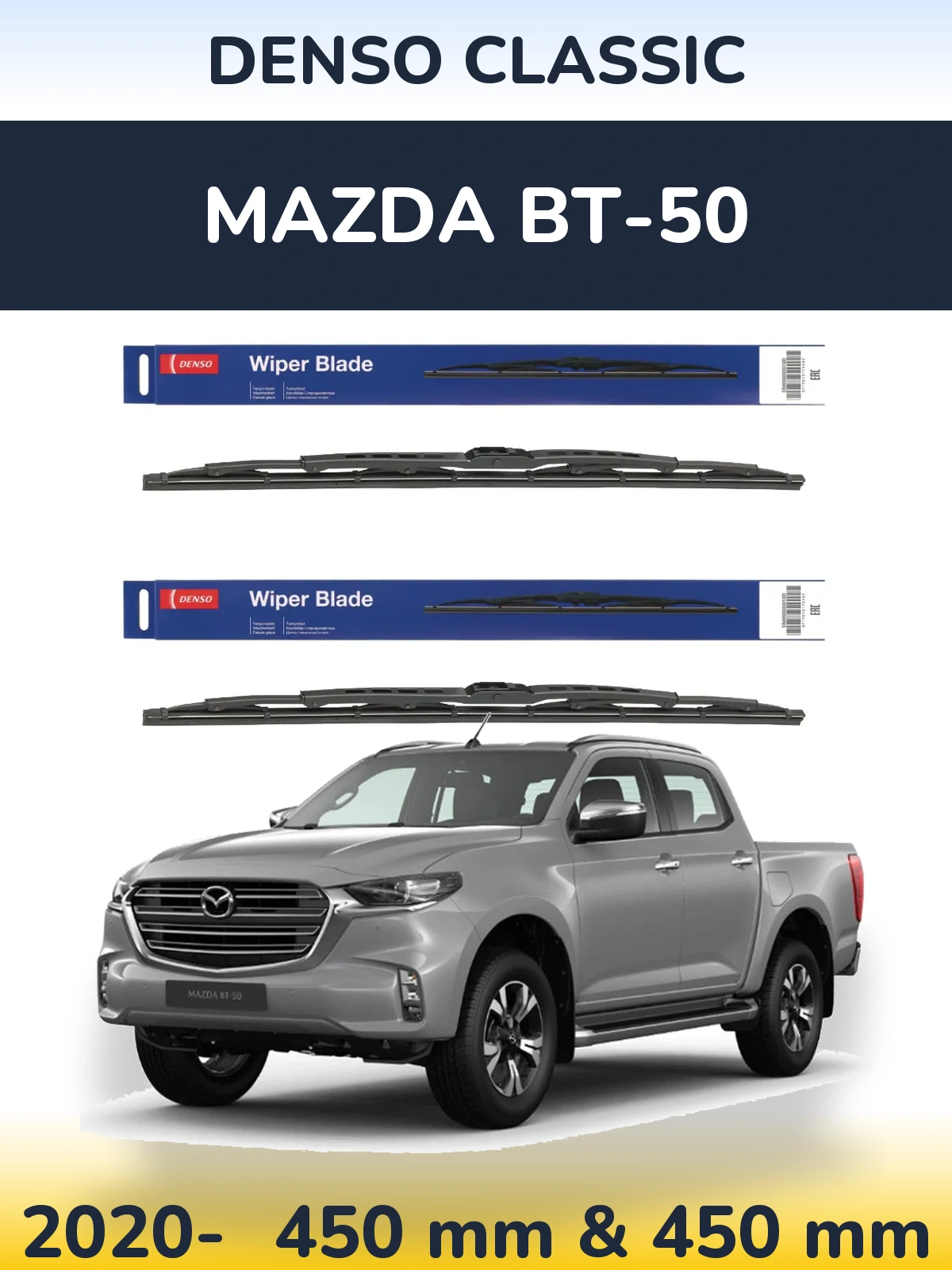 Sada předních stěračů Denso Classic 450 a 450 mm pro Mazda BT-50 2020-2026