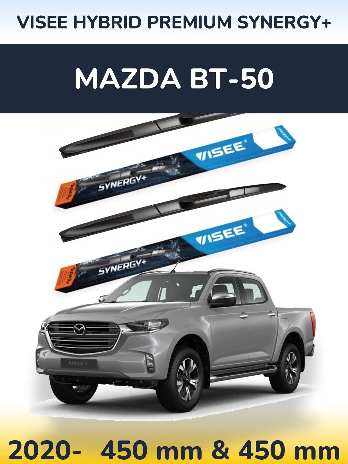 Sada předních stěračů VISEE HYBRID PREMIUM SYNERGY+ 450 a 450 mm pro Mazda BT-50 2020-2026