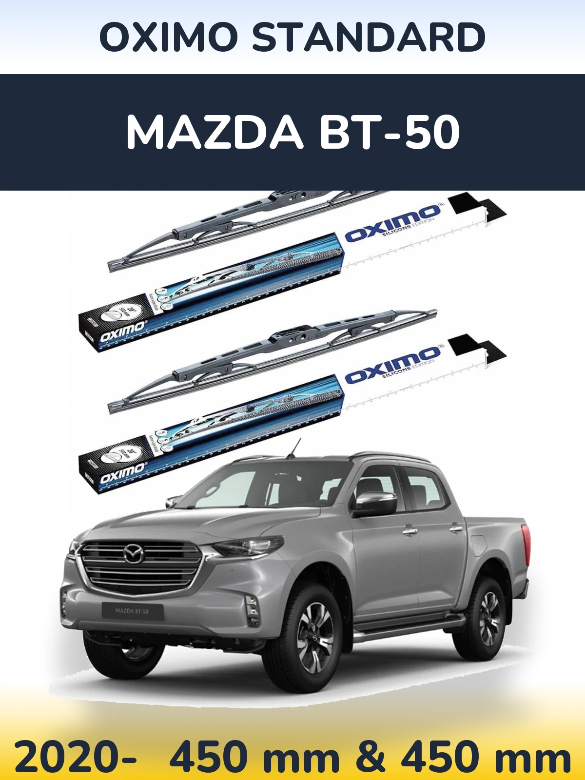 Sada předních stěračů Oximo Standard 450 a 450 mm pro Mazda BT-50 2020-2026