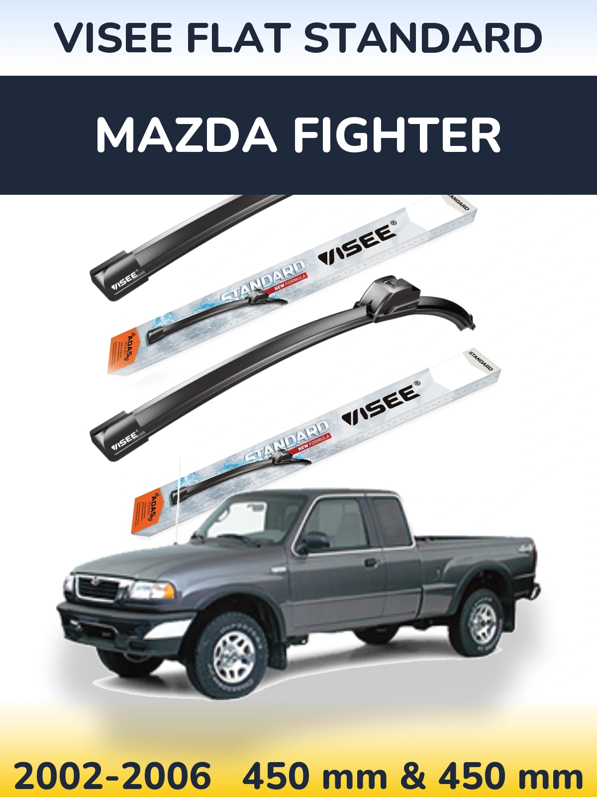 Sada předních stěračů VISEE FLAT STANDARD 450 a 450 mm pro Mazda Fighter 2002-2006