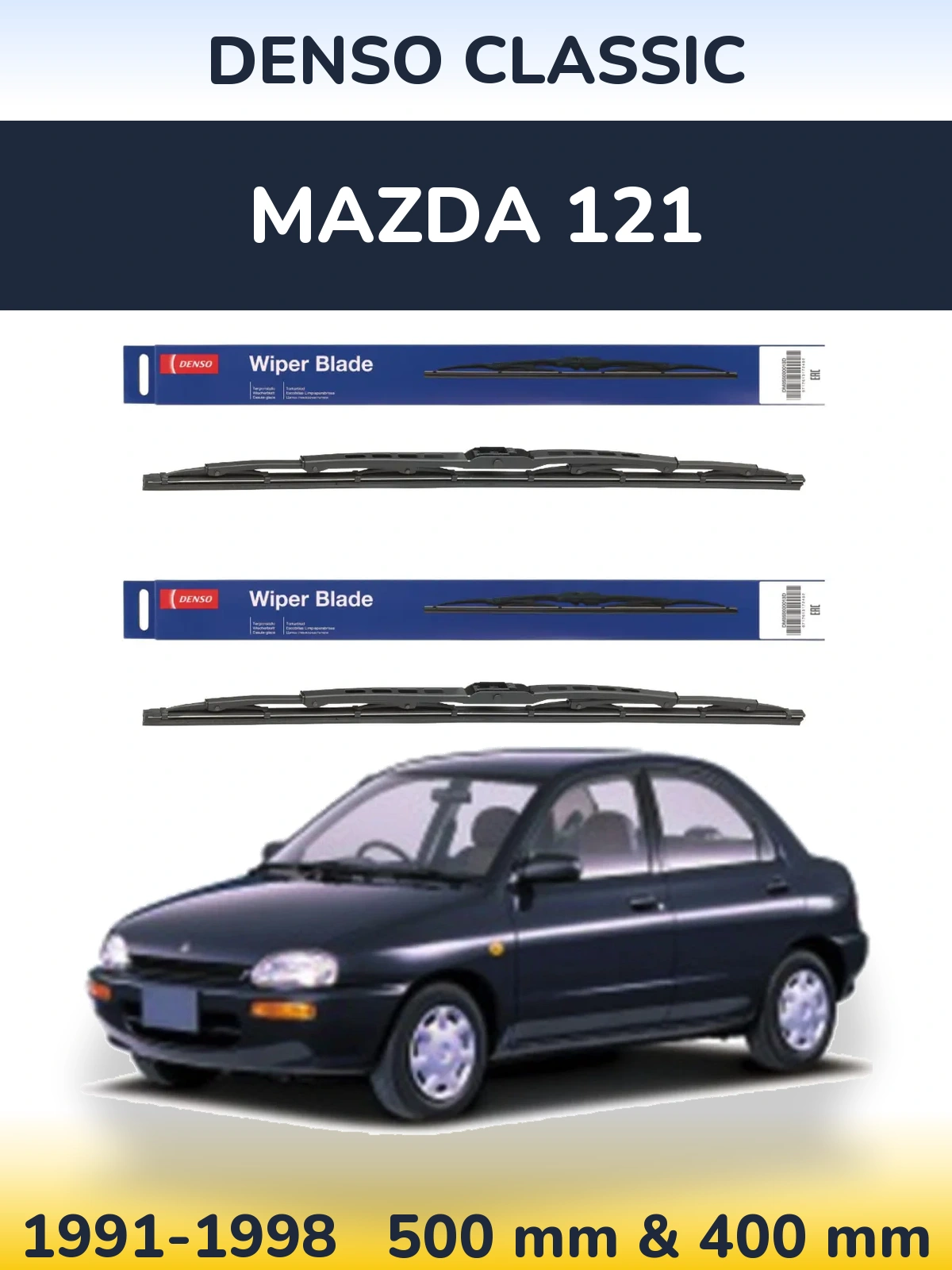 Sada předních stěračů Denso Classic 500 a 400 mm pro Mazda 121 1991-1998