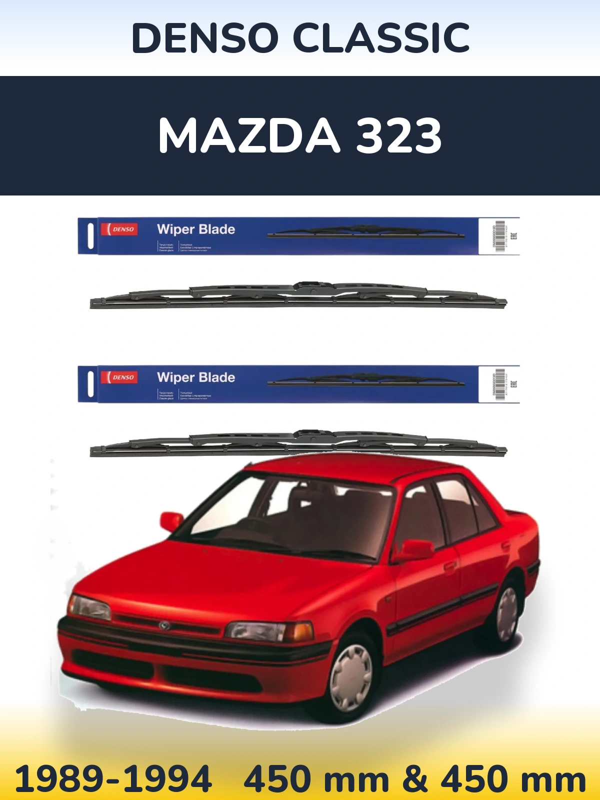 Sada předních stěračů Denso Classic 450 a 450 mm pro Mazda 323 1989-1994