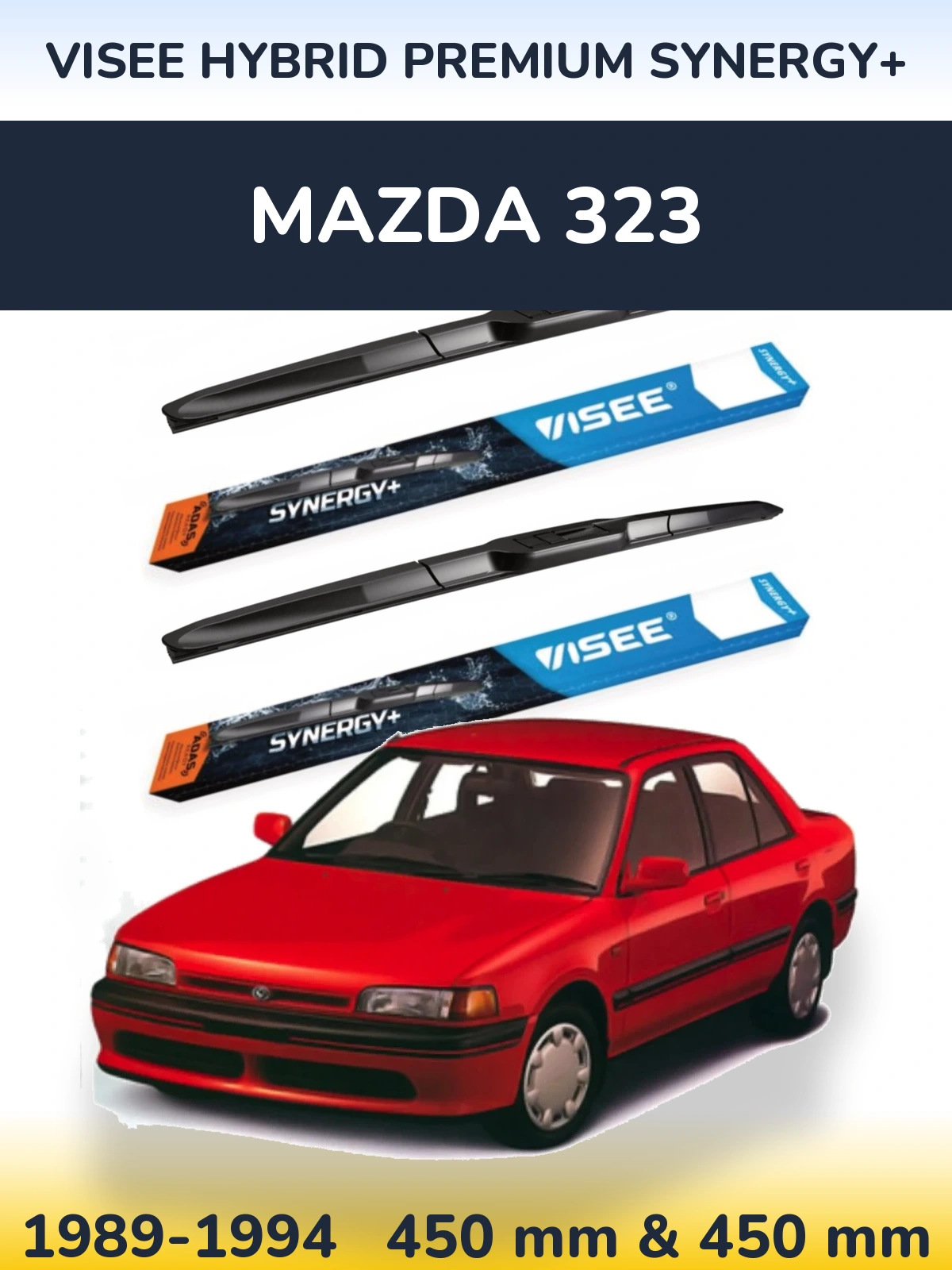 Sada předních stěračů VISEE HYBRID PREMIUM SYNERGY+ 450 a 450 mm pro Mazda 323 1989-1994
