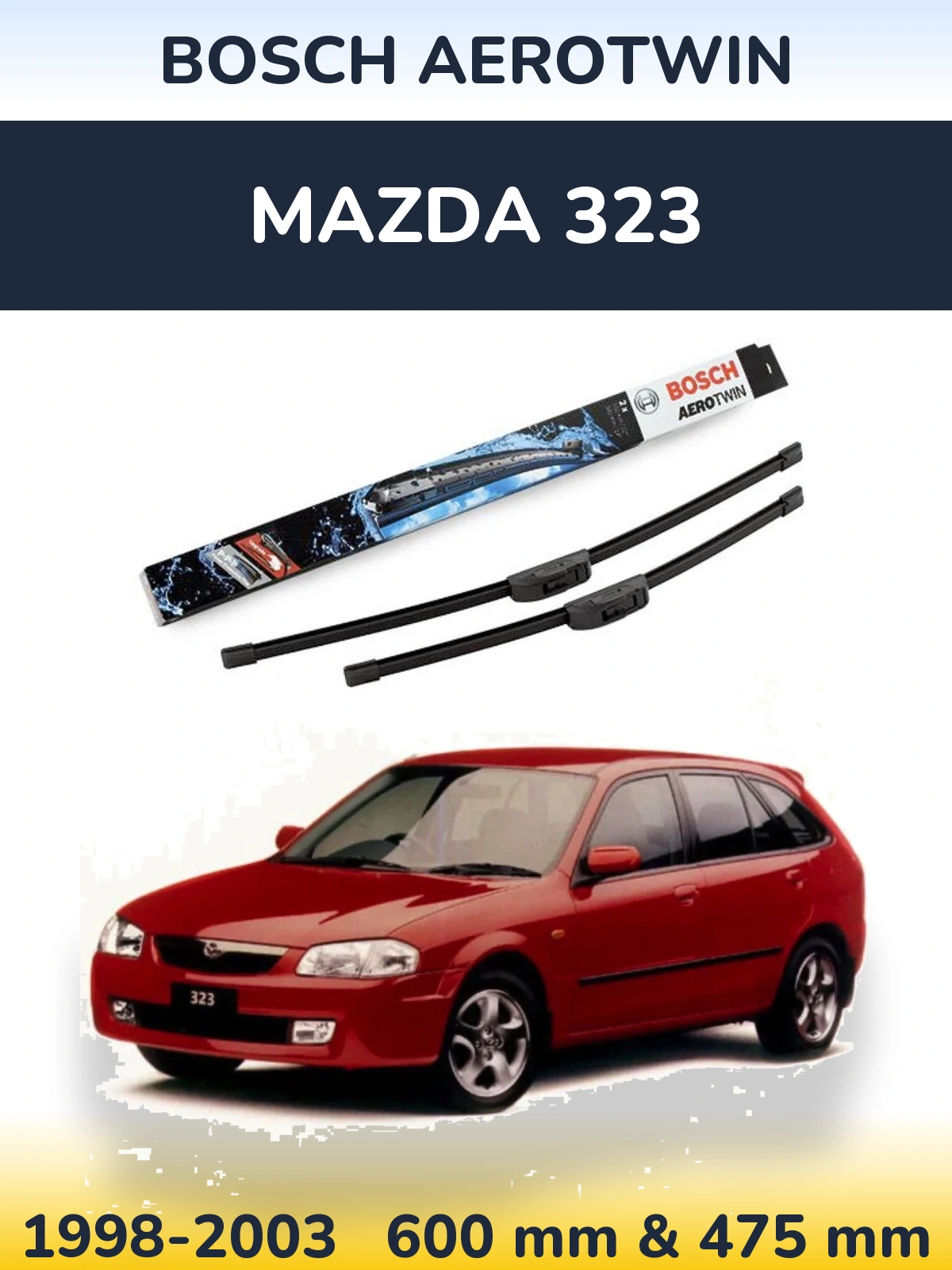 Sada předních stěračů BOSCH AeroTwin 600 a 475 mm pro Mazda 323 1998-2003