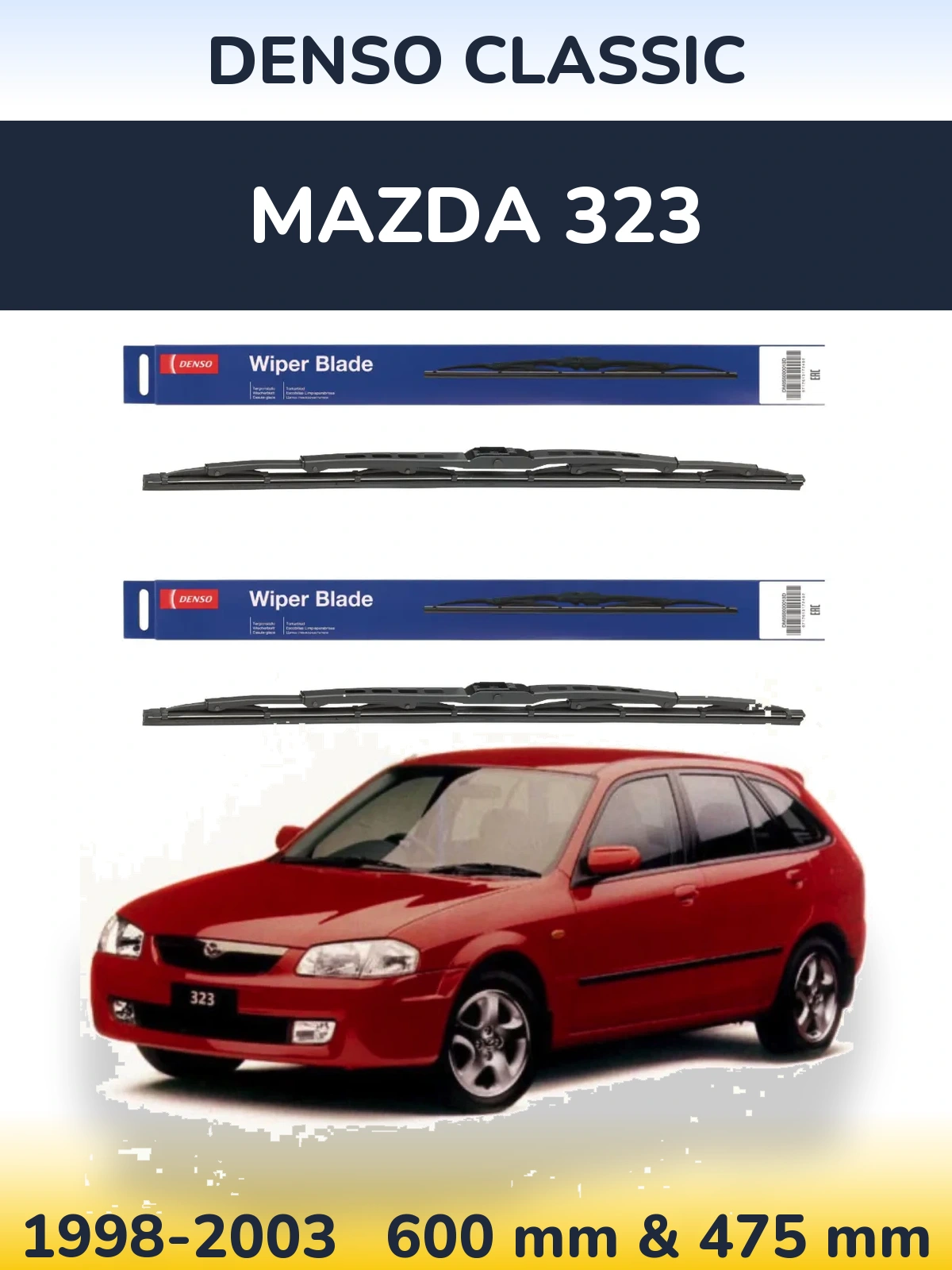 Sada předních stěračů Denso Classic 600 a 475 mm pro Mazda 323 1998-2003
