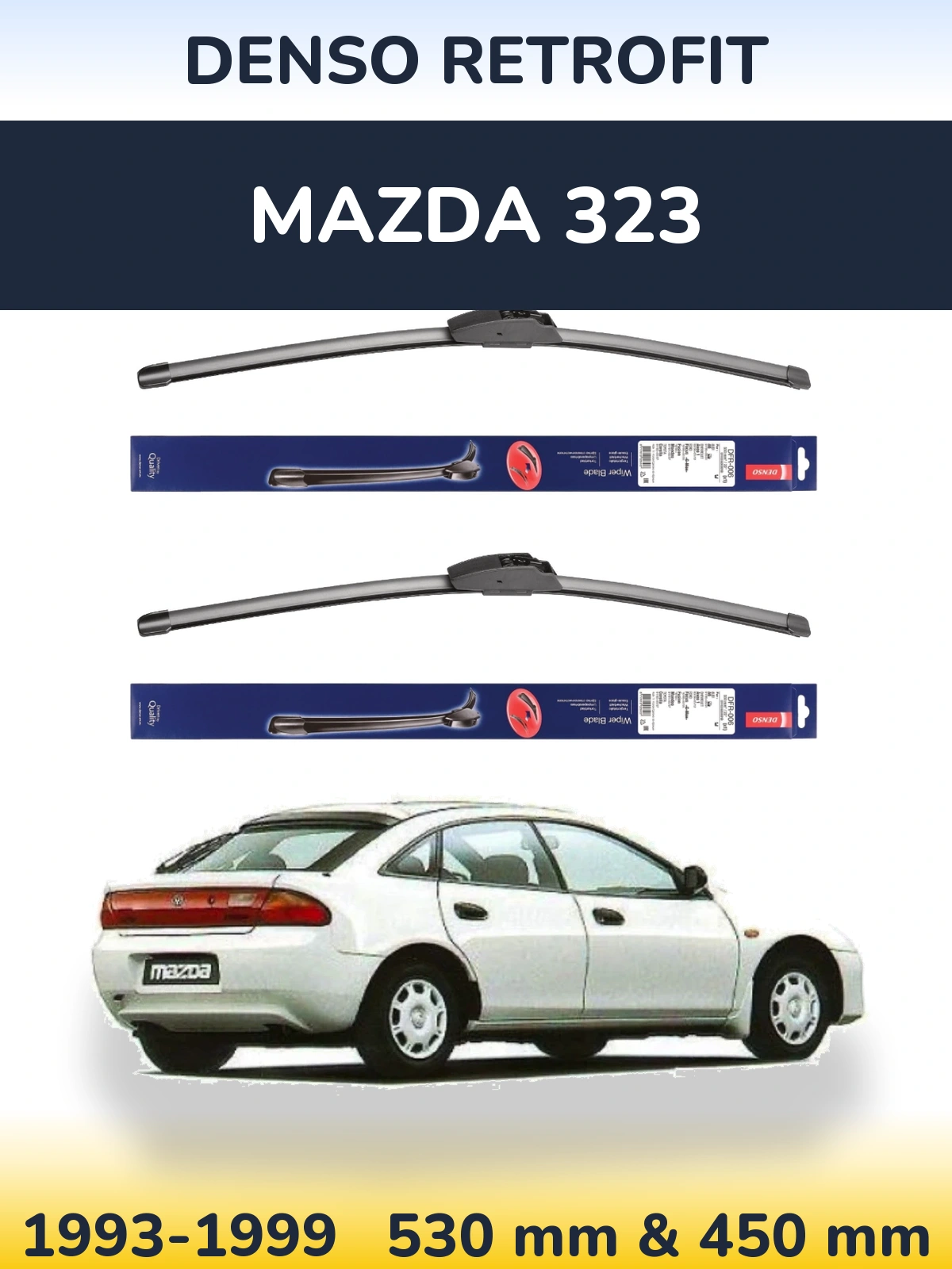 Sada předních stěračů Denso Retrofit 530 a 450 mm pro Mazda 323 1993-1999