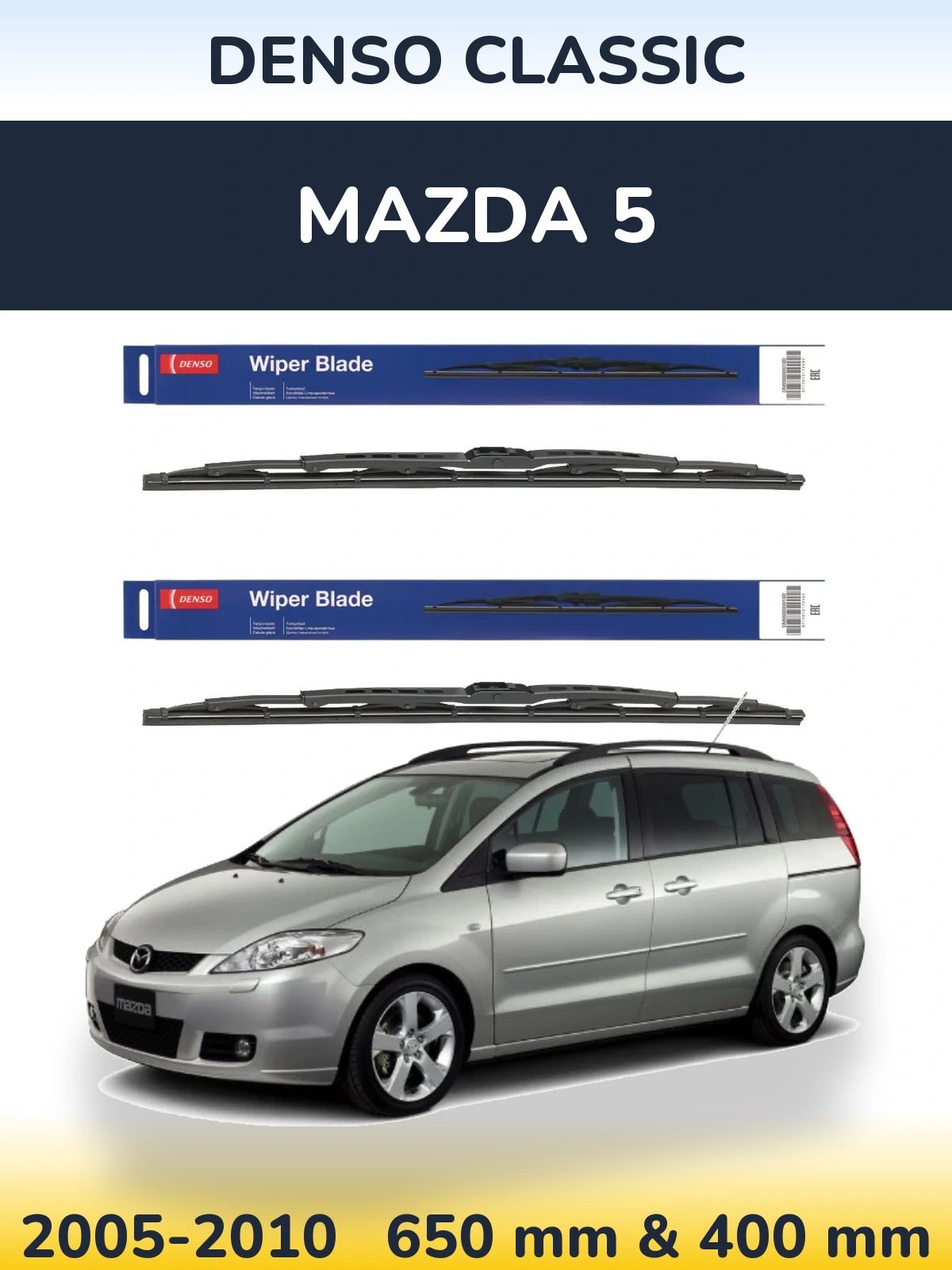Sada předních stěračů Denso Classic 650 a 400 mm pro Mazda 5 2005-2010