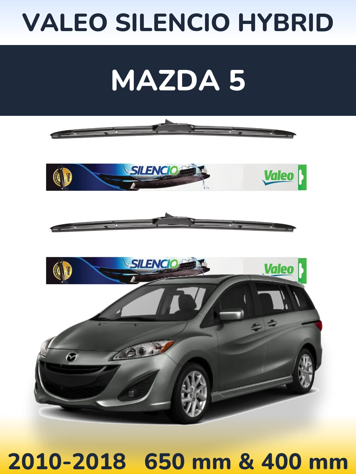 Комплект передніх щіток Valeo Silencio Hybrid 650 & 400 мм для Mazda 5 2010-2018