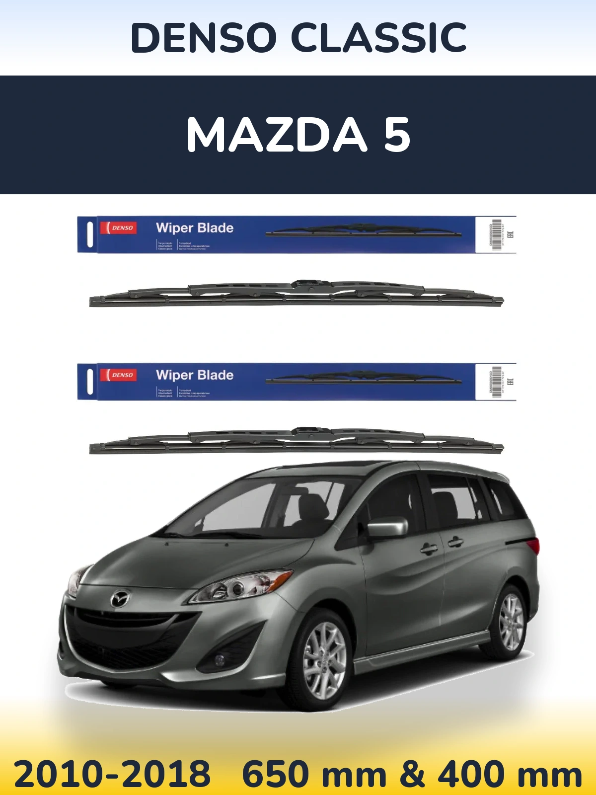 Sada předních stěračů Denso Classic 650 a 400 mm pro Mazda 5 2010-2018