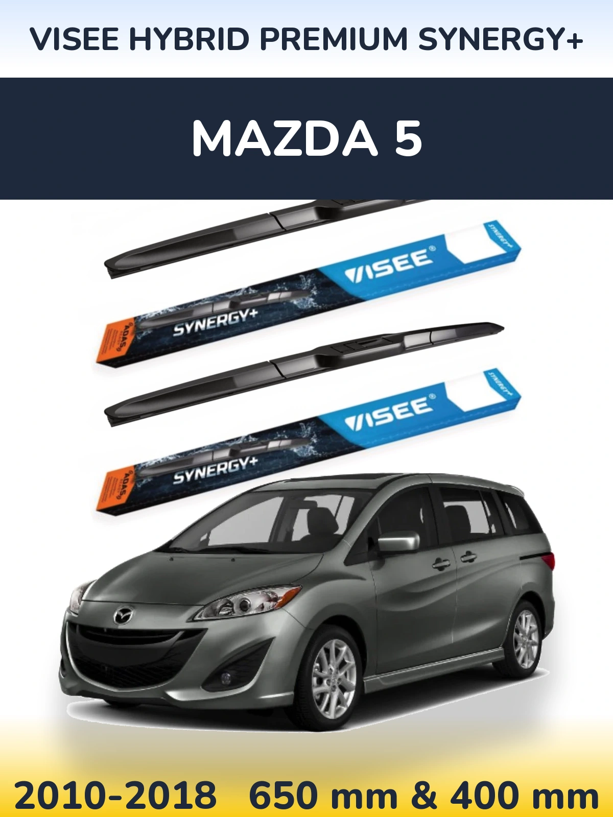 Комплект передніх щіток VISEE HYBRID PREMIUM SYNERGY+ 650 & 400 мм для Mazda 5 2010-2018