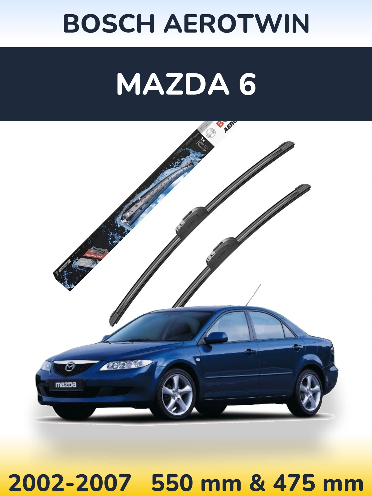 Sada předních stěračů BOSCH AeroTwin 550 a 475 mm pro Mazda 6 2002-2007