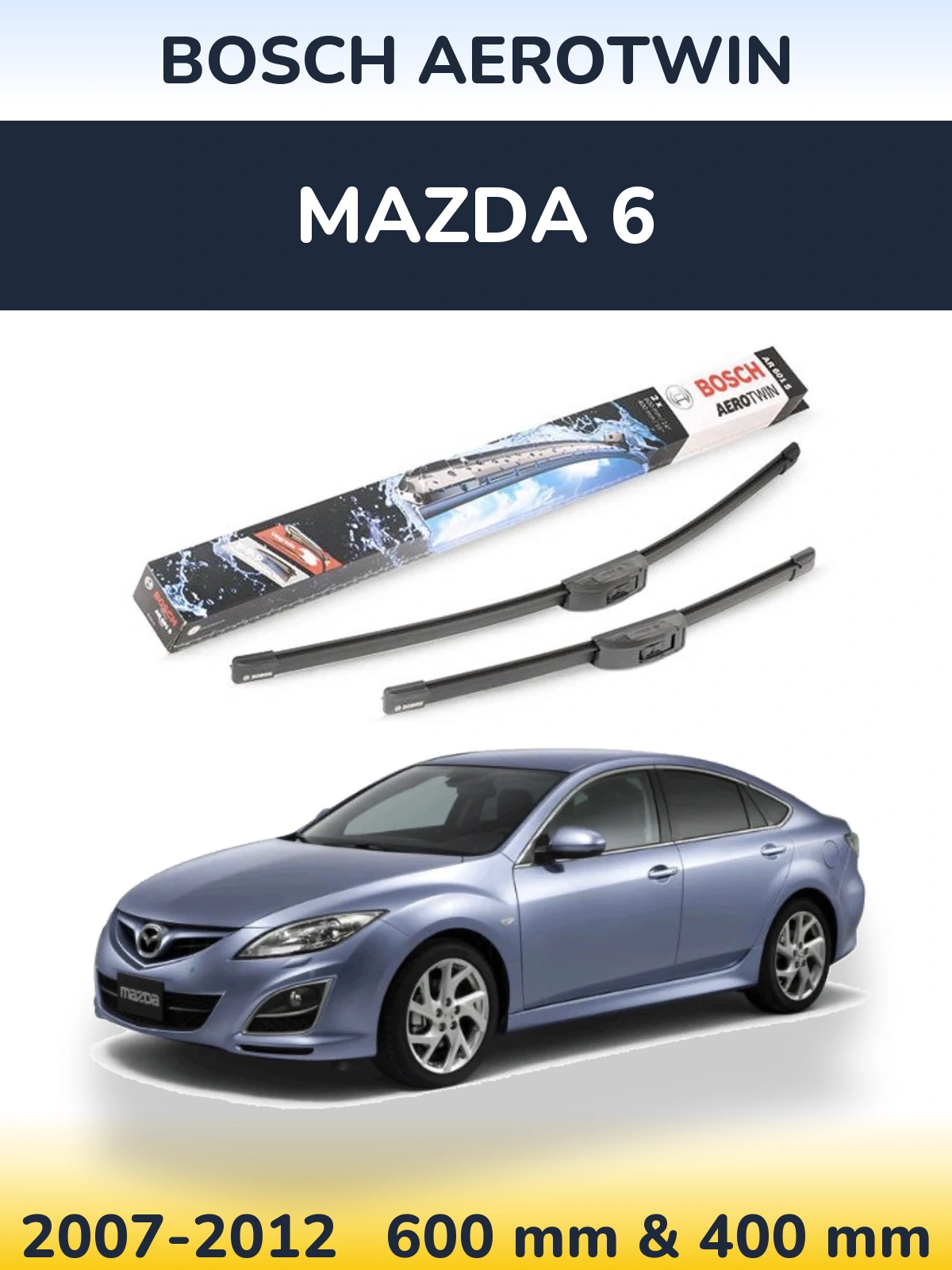 Sada předních stěračů BOSCH AeroTwin 600 a 400 mm pro Mazda 6 2007-2012