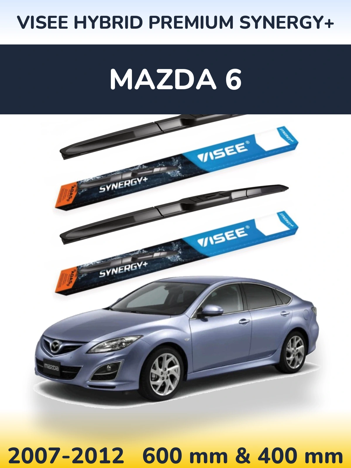 Sada předních stěračů VISEE HYBRID PREMIUM SYNERGY+ 600 a 400 mm pro Mazda 6 2007-2012