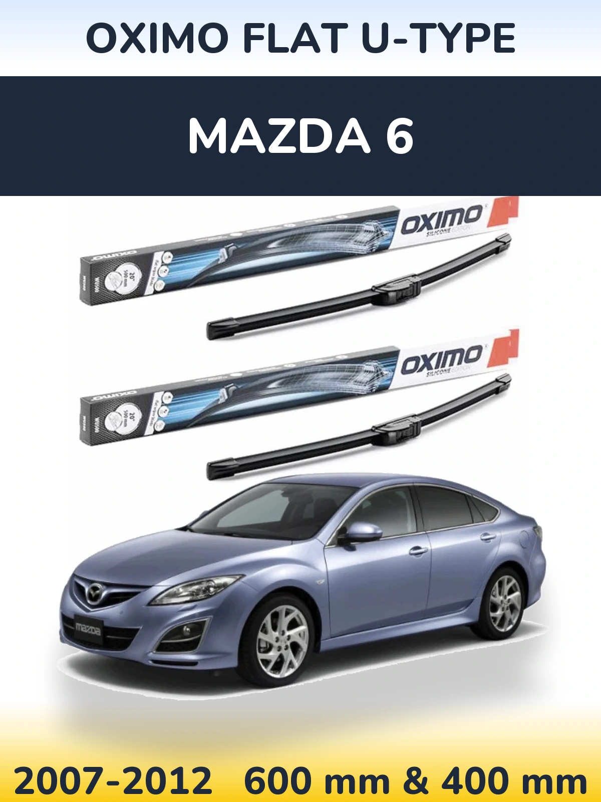 Sada předních stěračů Oximo Flat U-type 600 a 400 mm pro Mazda 6 2007-2012