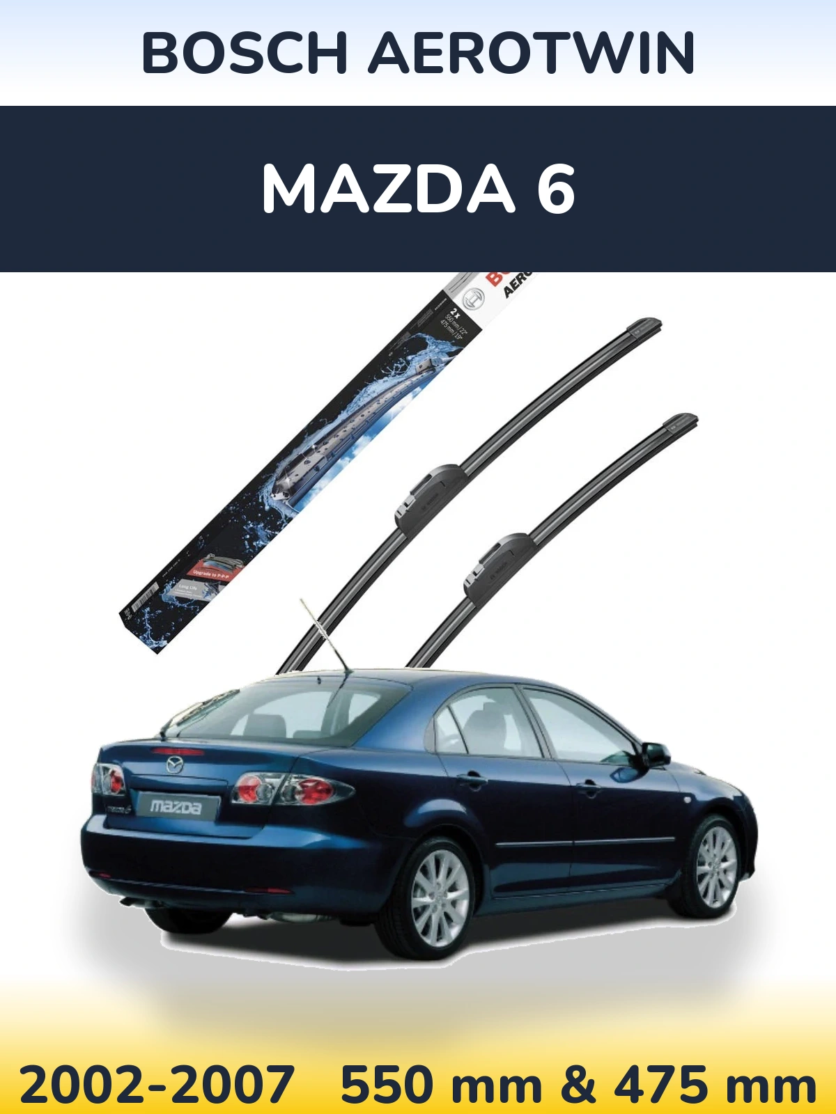Sada předních stěračů BOSCH AeroTwin 550 a 475 mm pro Mazda 6 2002-2007