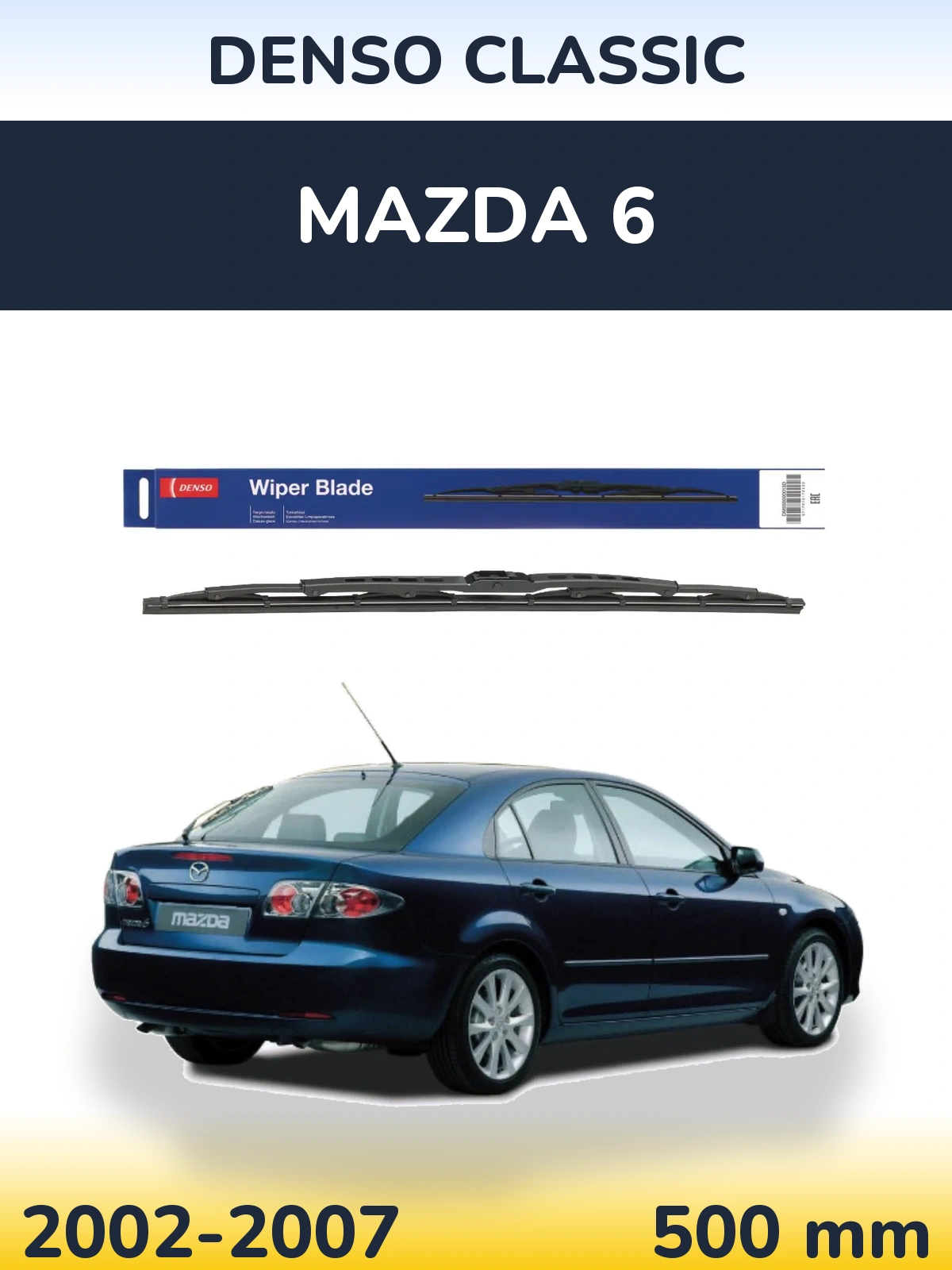 Zadní stěrač Denso Classic 500 mm pro Mazda 6 2002-2007