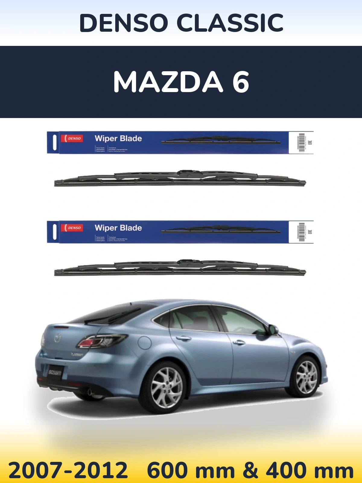 Комплект передних дворников Denso Classic 600 & 400 мм для Mazda 6 2007-2012