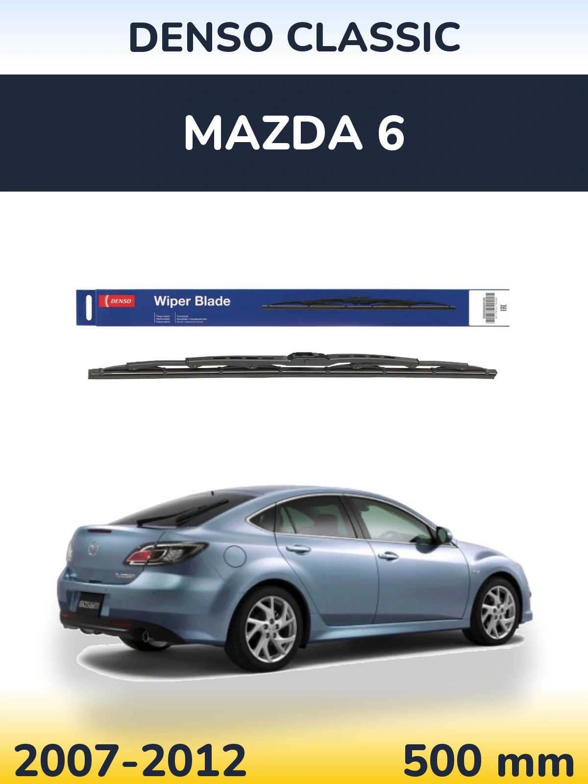 Zadní stěrač Denso Classic 500 mm pro Mazda 6 2007-2012