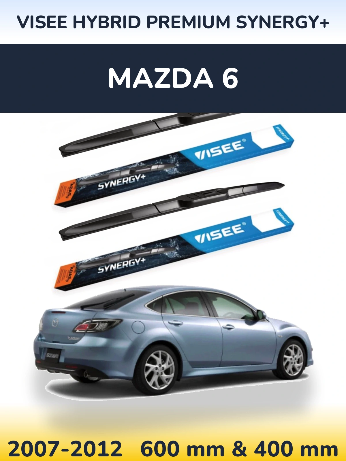 Комплект передніх щіток VISEE HYBRID PREMIUM SYNERGY+ 600 & 400 мм для Mazda 6 2007-2012