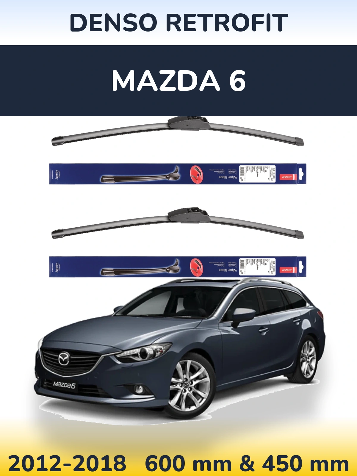 Комплект передніх щіток Denso Retrofit 600 & 450 мм для Mazda 6 2012-2018